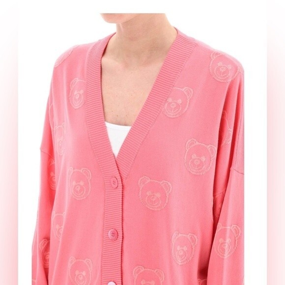 MOSCHINO Couture teddy bear cardigan in pink Size 6 NWOT - Picture 4 of 8